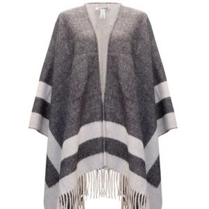 Walter Baker Verushka Reversible Poncho Charcoal/Ivory